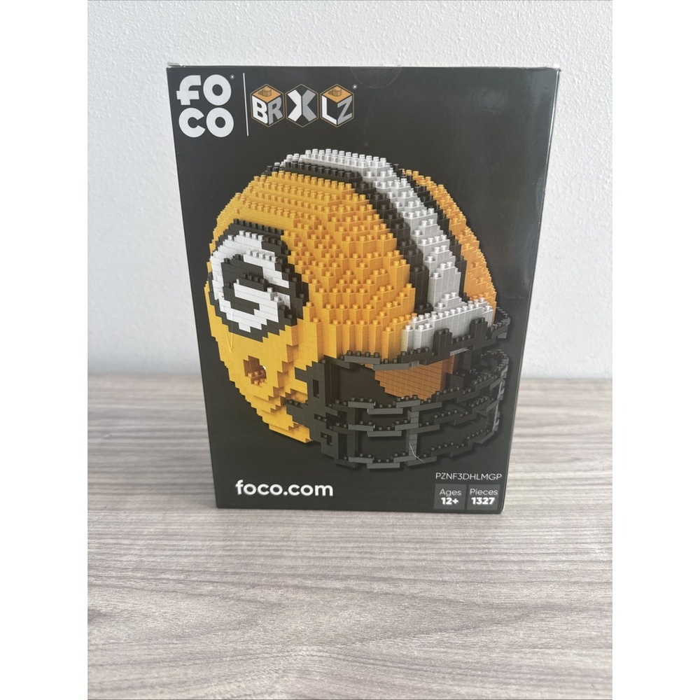 NIB GREEN BAY PACKERS NFL 1327 PCS 3D FOCO BRXLZ HELMET BUILDING BLOCK SET